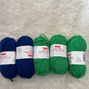 New 5  Acrylic Craft - Craftsmart 71 yds each (2 Blue & 3 Kelly)